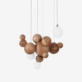 Bubble Wood Balls Chandelier modern modeling table light