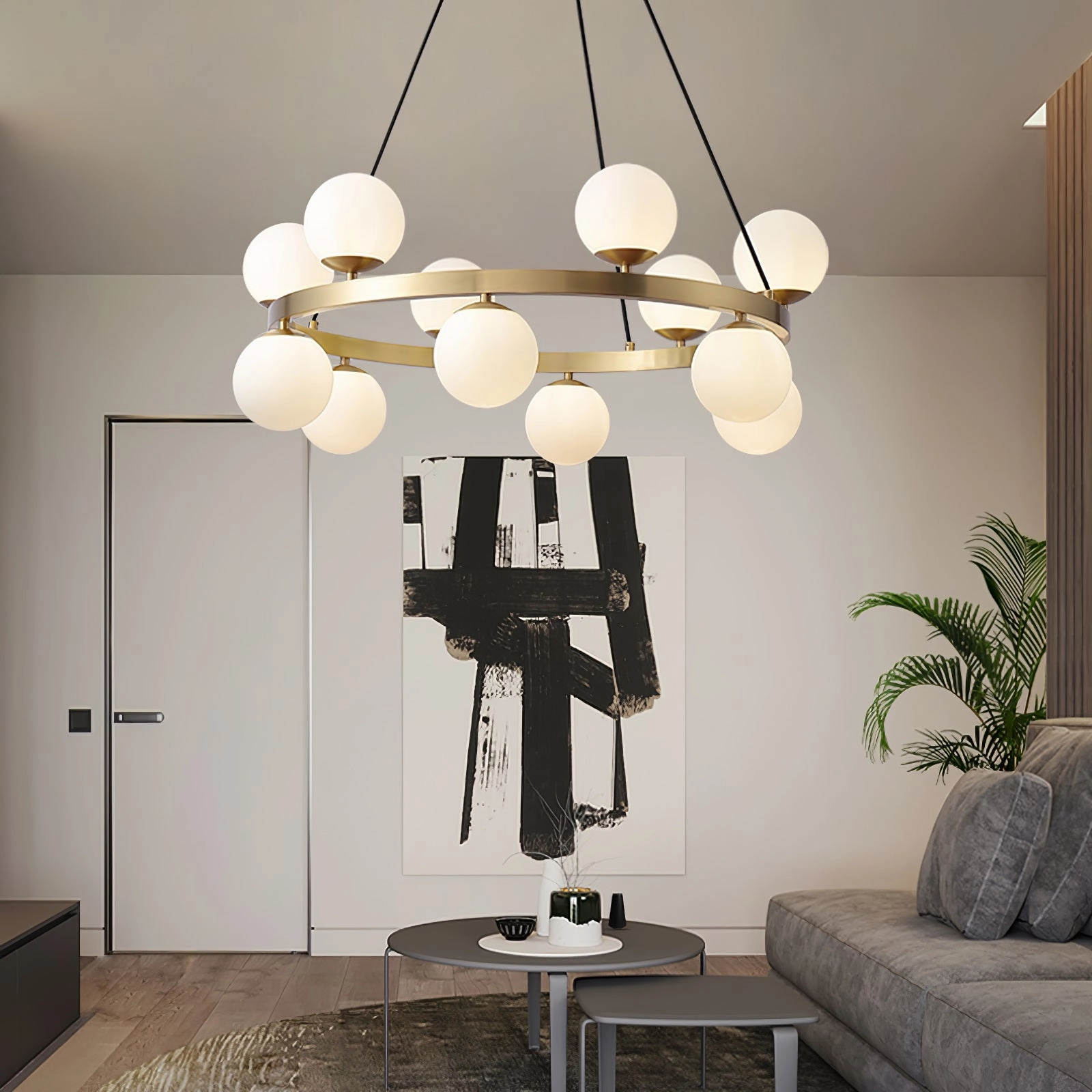 Bubbles Brass Ring Chandelier