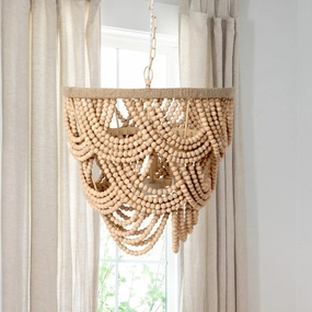 Cadence Wood Beaded Chandelier rechargeable bedside light