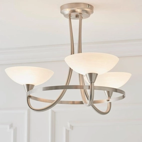 Cagney 3 Satin Light Chrome & Glass Semi Flush Ceiling Light simple ceiling design light