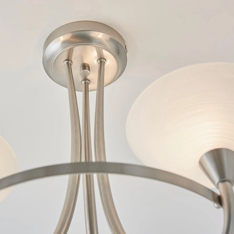 Cagney 3 Satin Light Chrome & Glass Semi Flush Ceiling Light