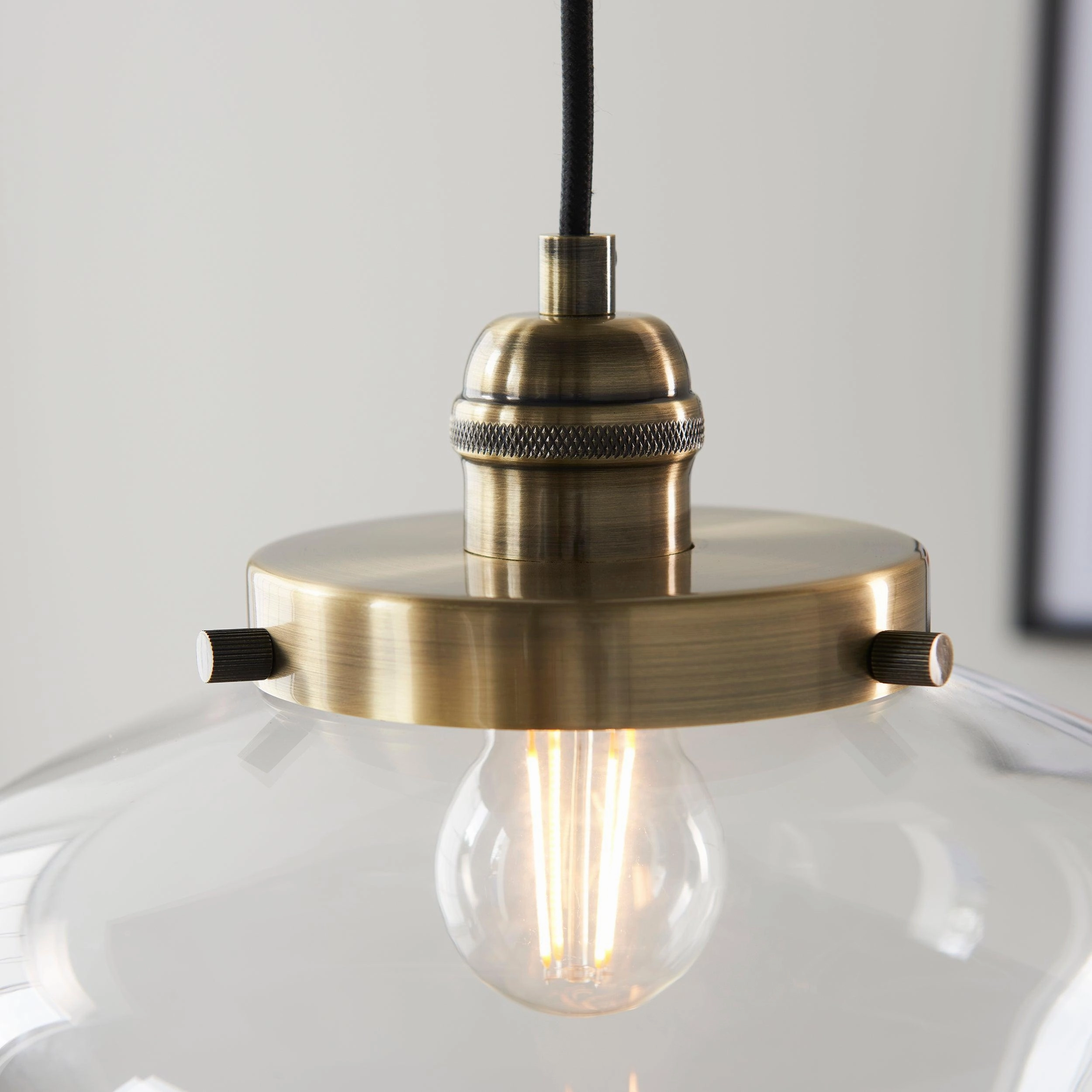 Camberley Brass Pendant Ceiling Light - Clear Glass shade