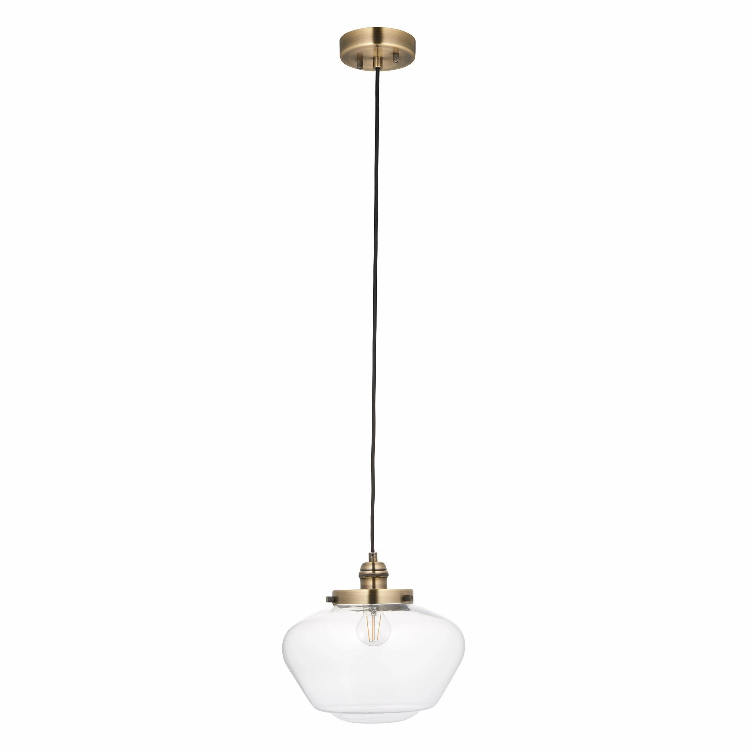 Camberley Brass Pendant Ceiling Light - Clear Glass shade