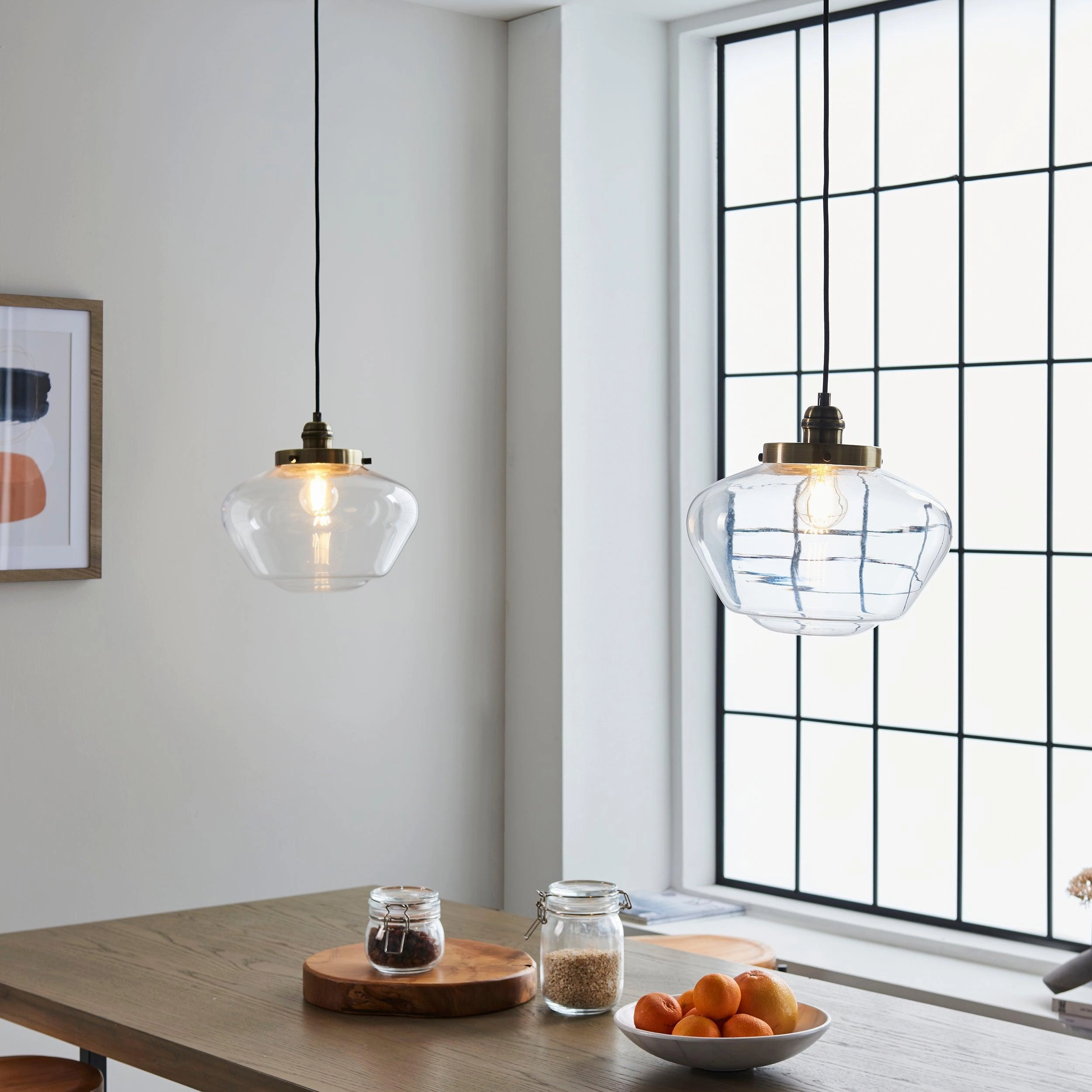Camberley Brass Pendant Ceiling Light - Clear Glass shade