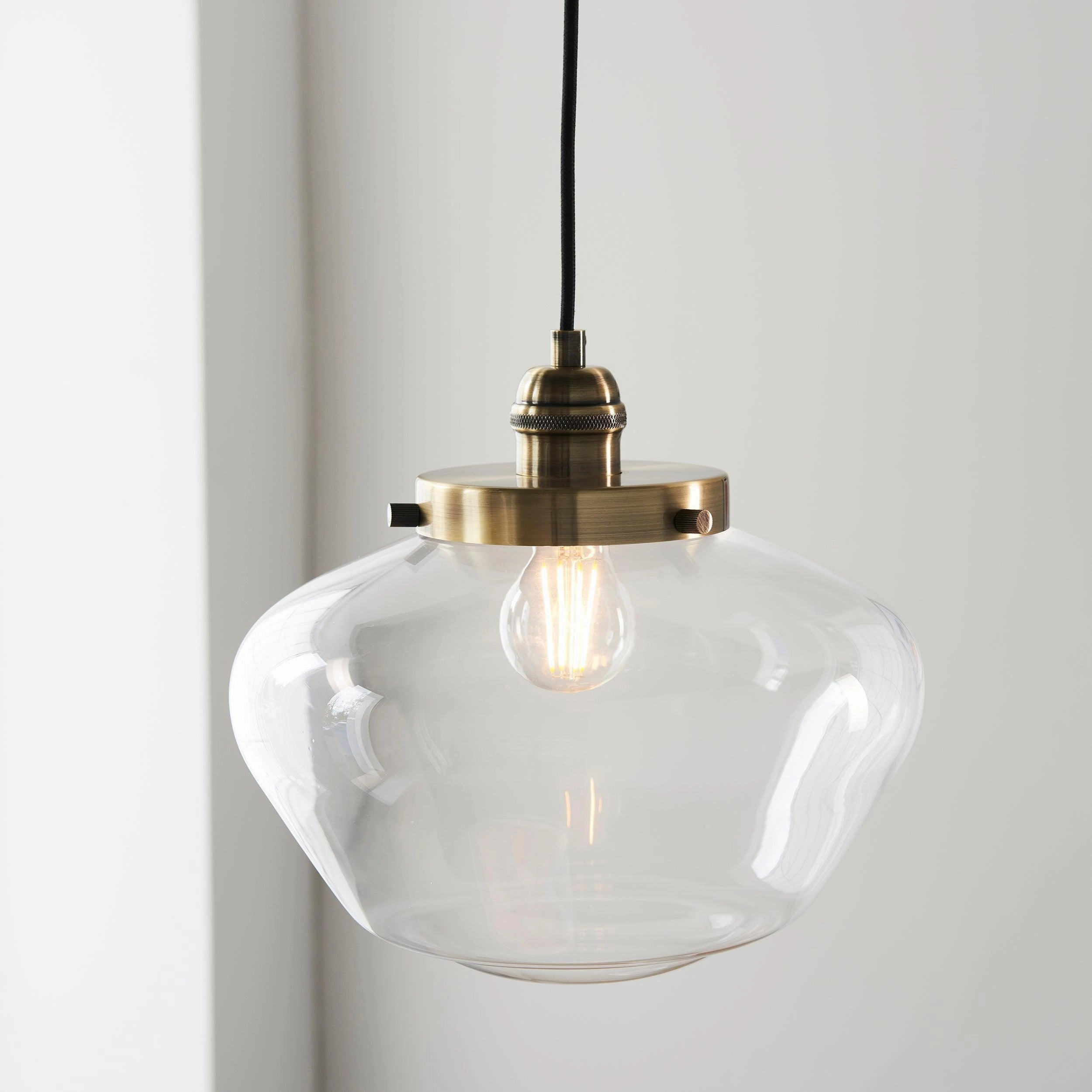 Camberley Brass Pendant Ceiling Light - Clear Glass shade