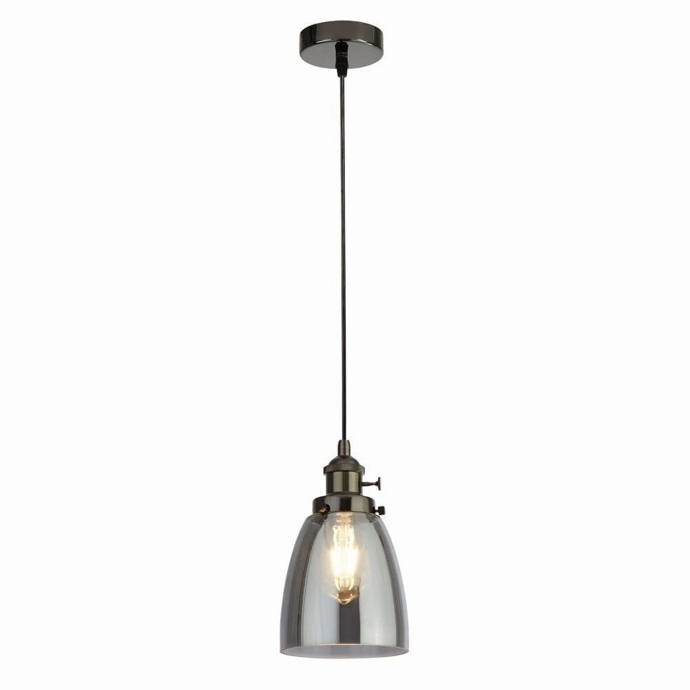 Camden 1 Light Island Ceiling Pendant - Chrome & Smoke Glass minimalist ceiling light