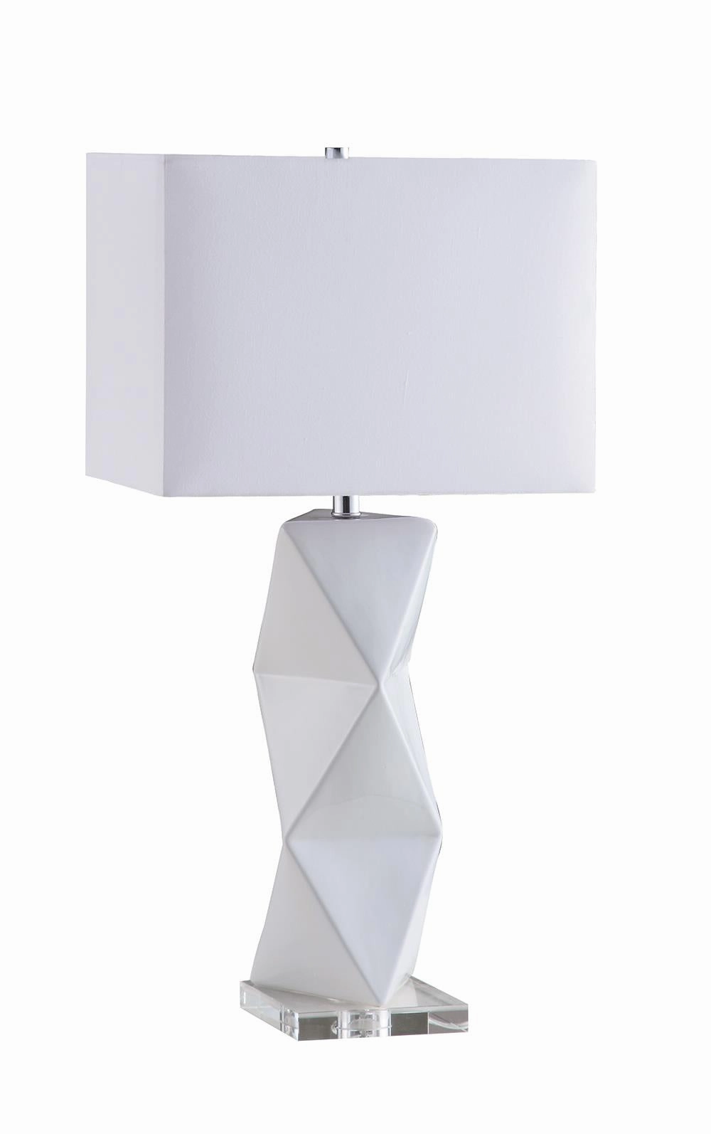 Camie Geometric Ceramic Base Table Lamp White mini decorative bulb