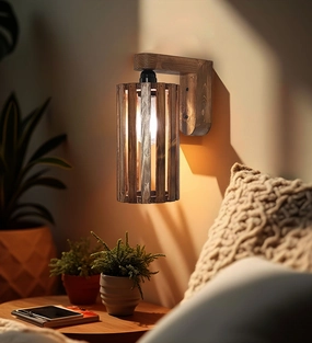 Casa Brown Wooden Wall Light (BULB NOT INCLUDED) vintage desk lamp