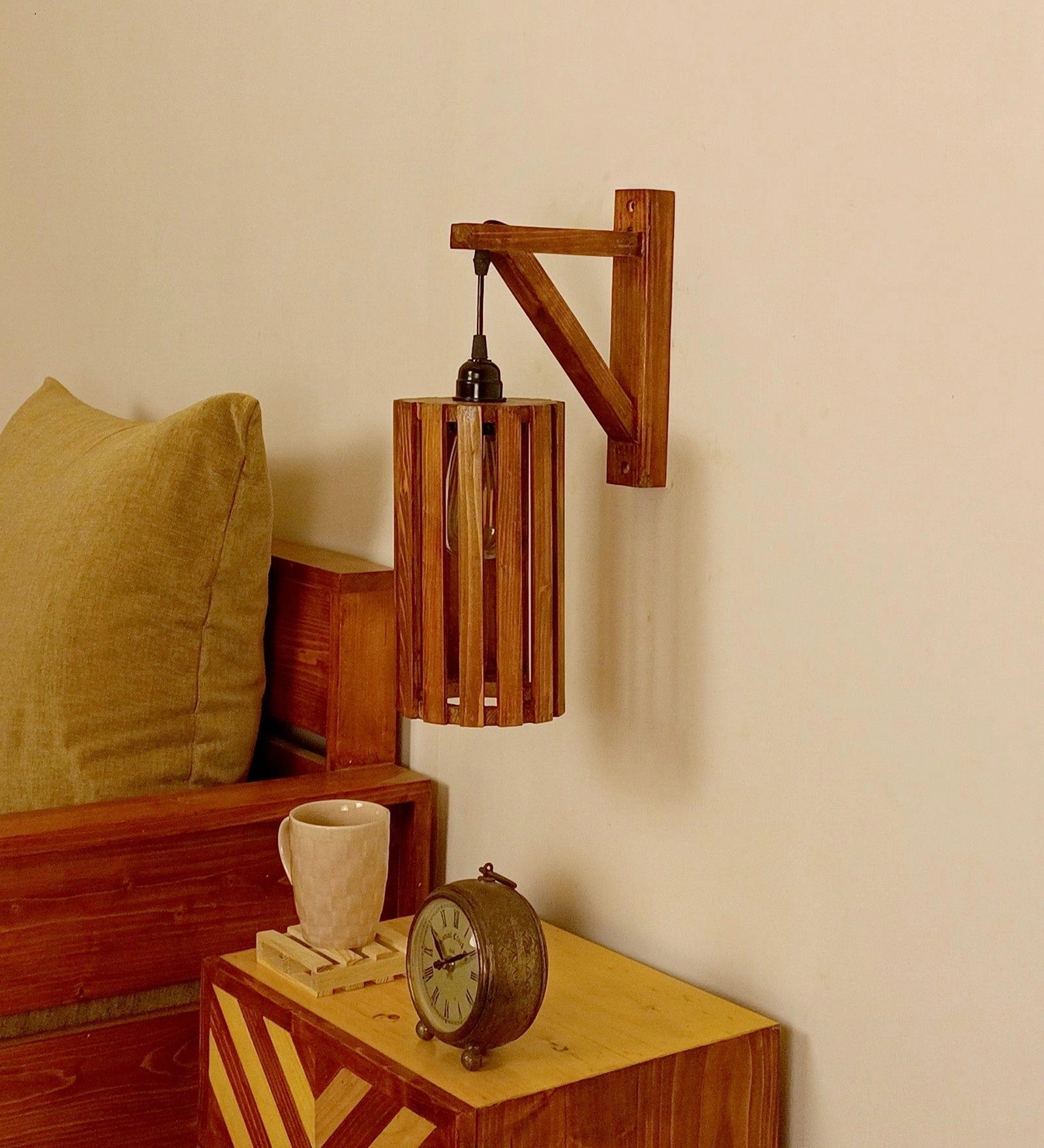 Casa L Brown Wooden Wall Light (BULB NOT INCLUDED)