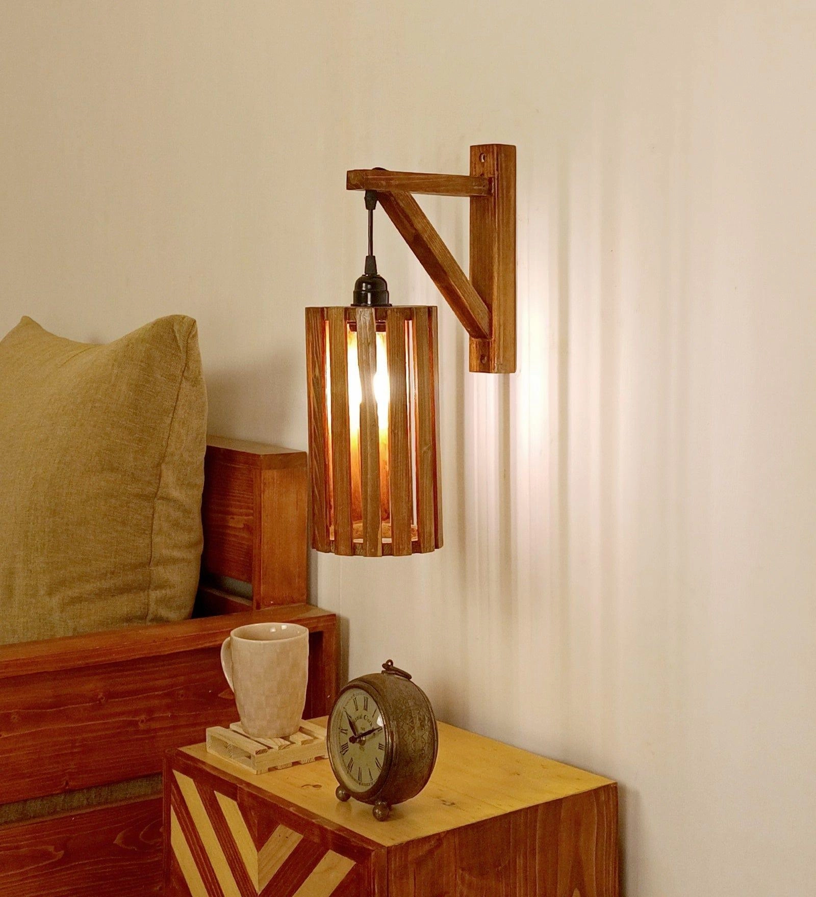 Casa L Brown Wooden Wall Light (BULB NOT INCLUDED) vintage desk lamp