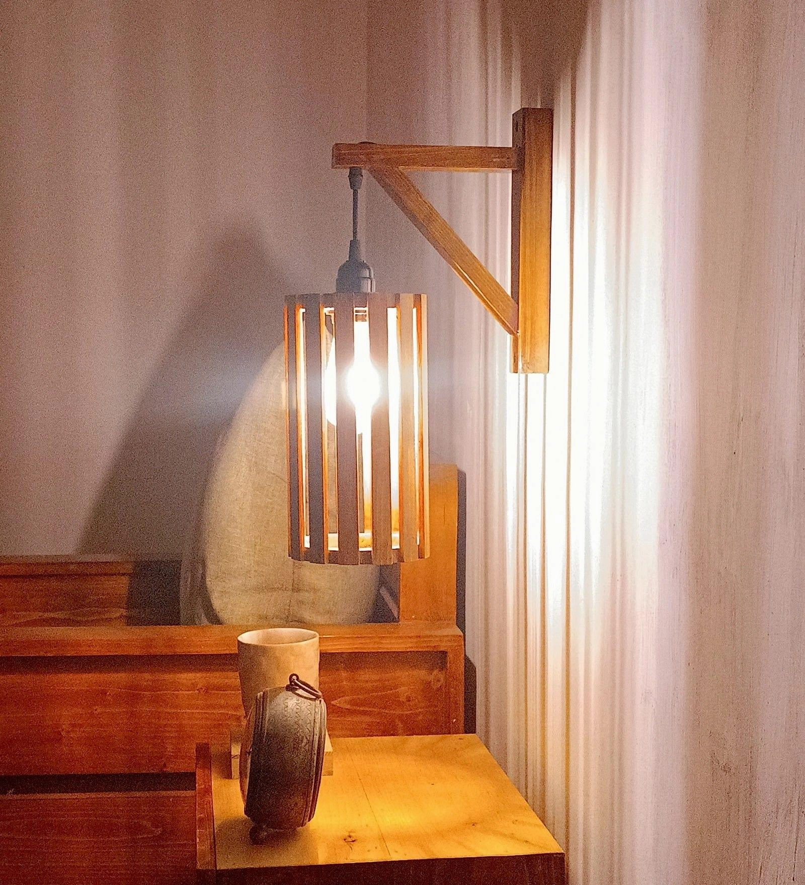 Casa L Brown Wooden Wall Light (BULB NOT INCLUDED)