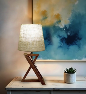 Catapult Brown Wooden Table Lamp with Black Fabric Lampshade (BULB NOT INCLUDED) Louis Poulsen chandelier
