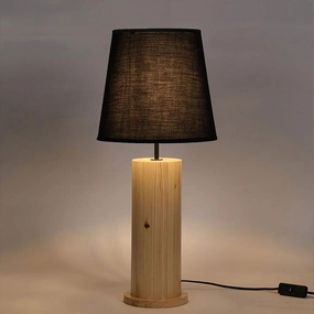Cedar Beige Wooden Table Lamp with Black Fabric Lampshade Louis Poulsen chandelier