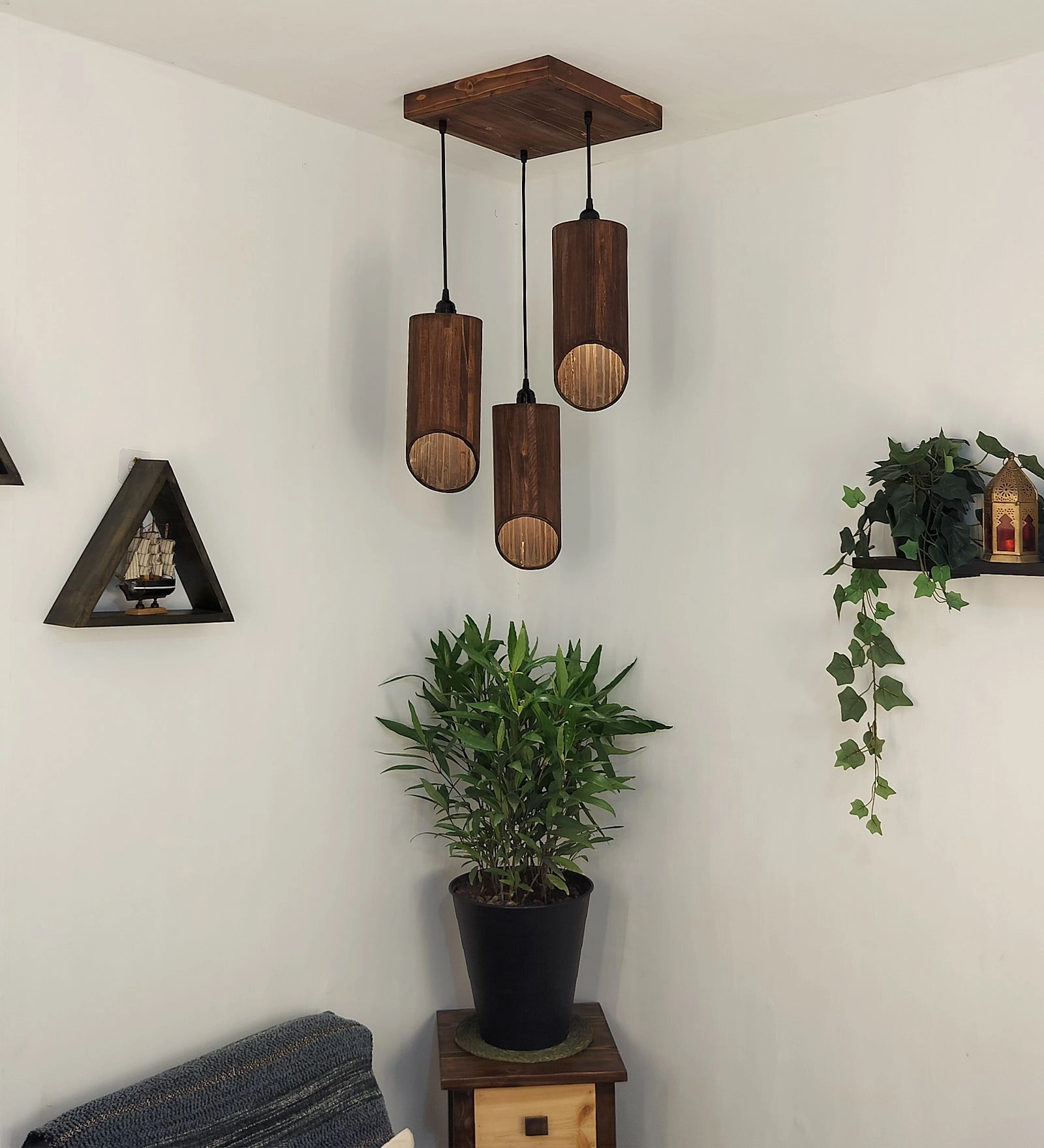 Cedar Brown Cluster Hanging Lamp (BULB NOT INCLUDED) contemporary ceiling fixture