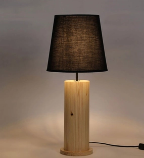 Cedar Brown Wooden Table Lamp with Yellow Printed Fabric Lampshade (BULB NOT INCLUDED) Louis Poulsen chandelier