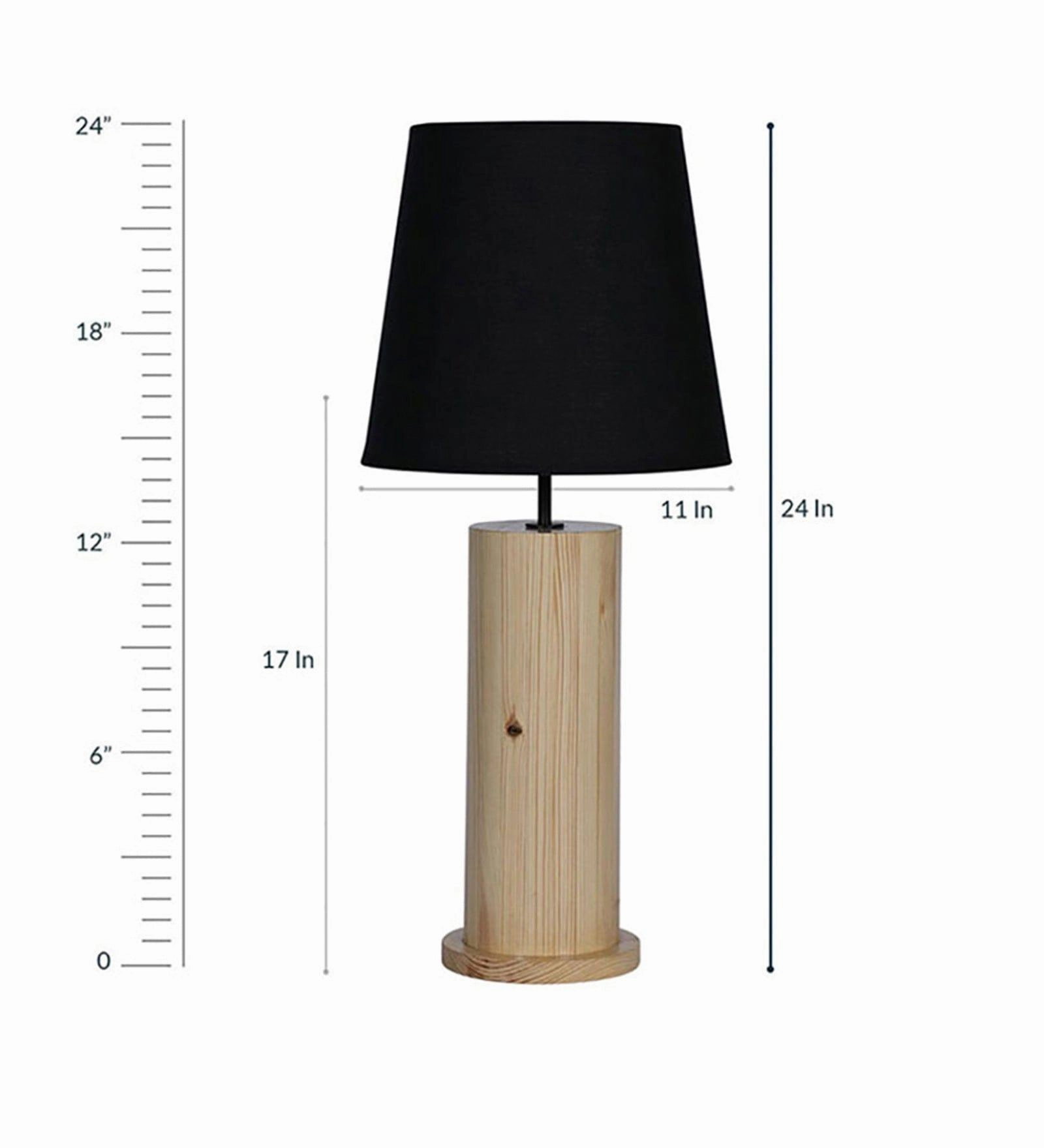 Cedar Brown Wooden Table Lamp with Yellow Printed Fabric Lampshade (BULB NOT INCLUDED)