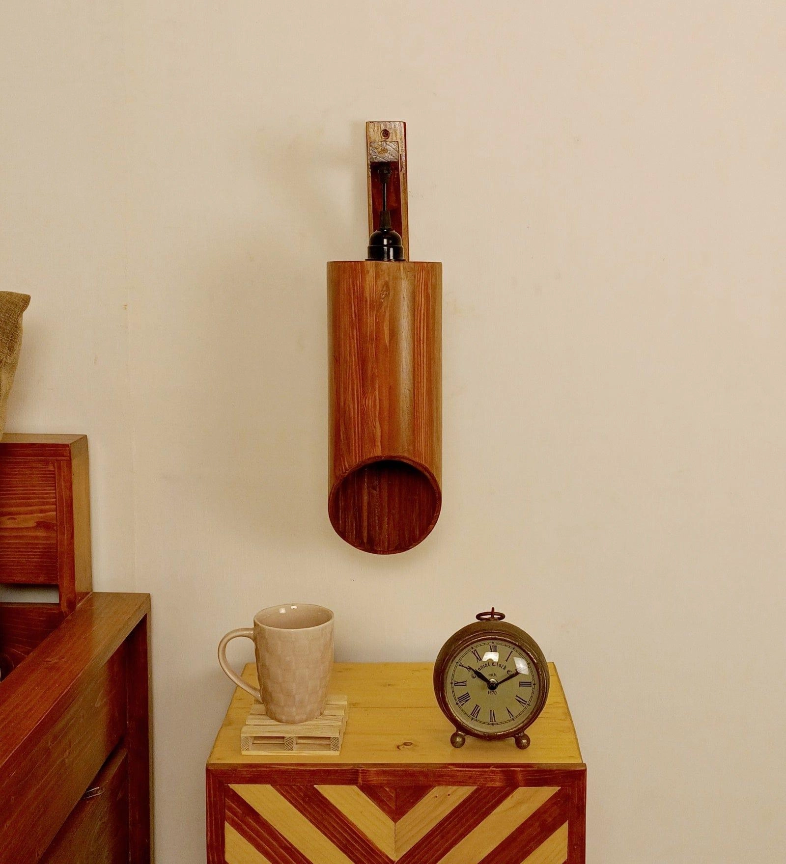 Cedar L Brown Wooden Wall Light (BULB NOT INCLUDED)