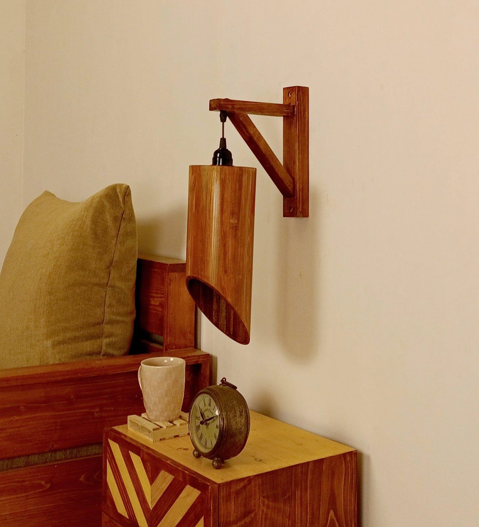 Cedar L Brown Wooden Wall Light (BULB NOT INCLUDED)