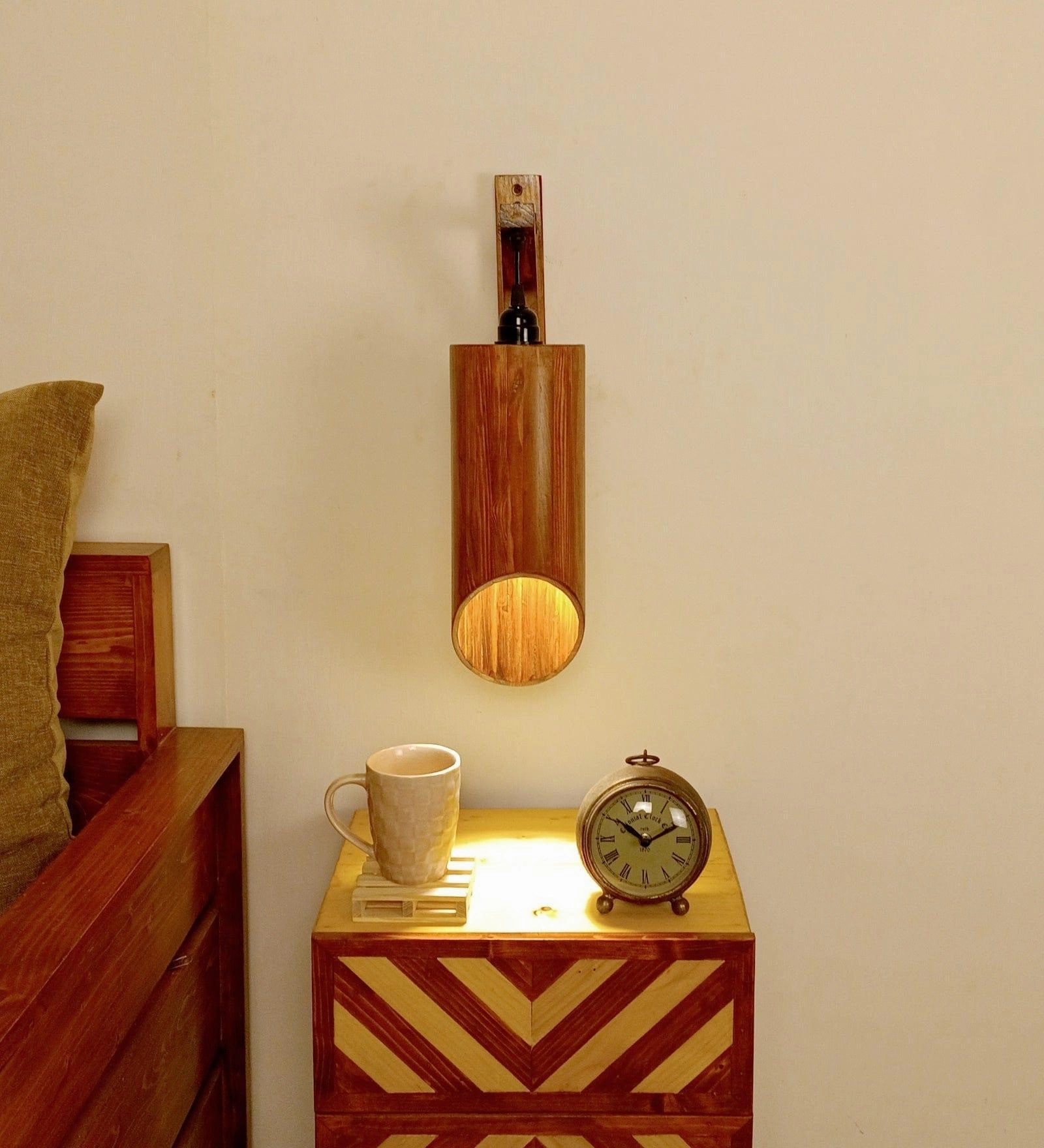 Cedar L Brown Wooden Wall Light (BULB NOT INCLUDED)