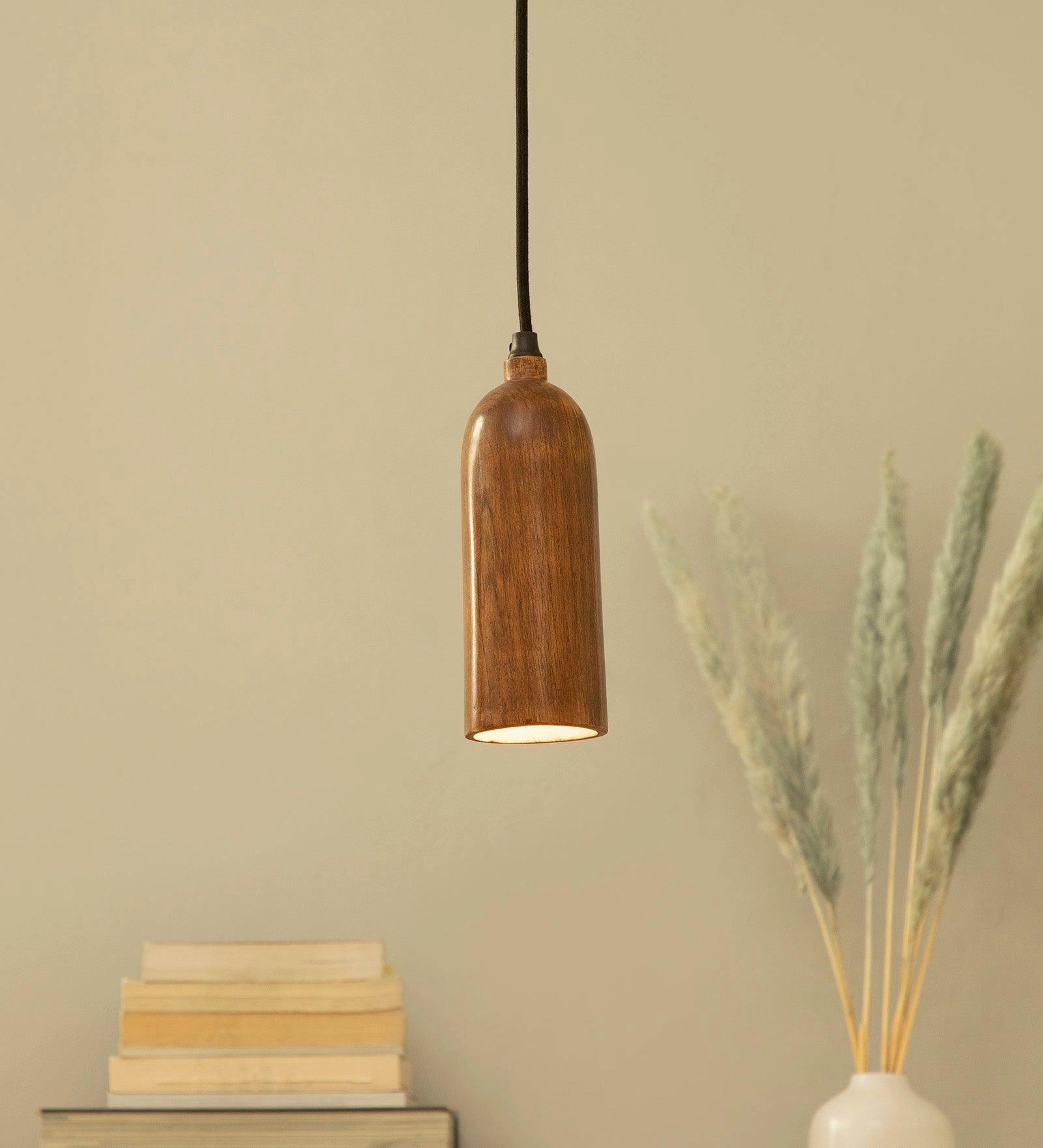 Cedar Teak Wood Pendant Light contemporary ceiling fixture