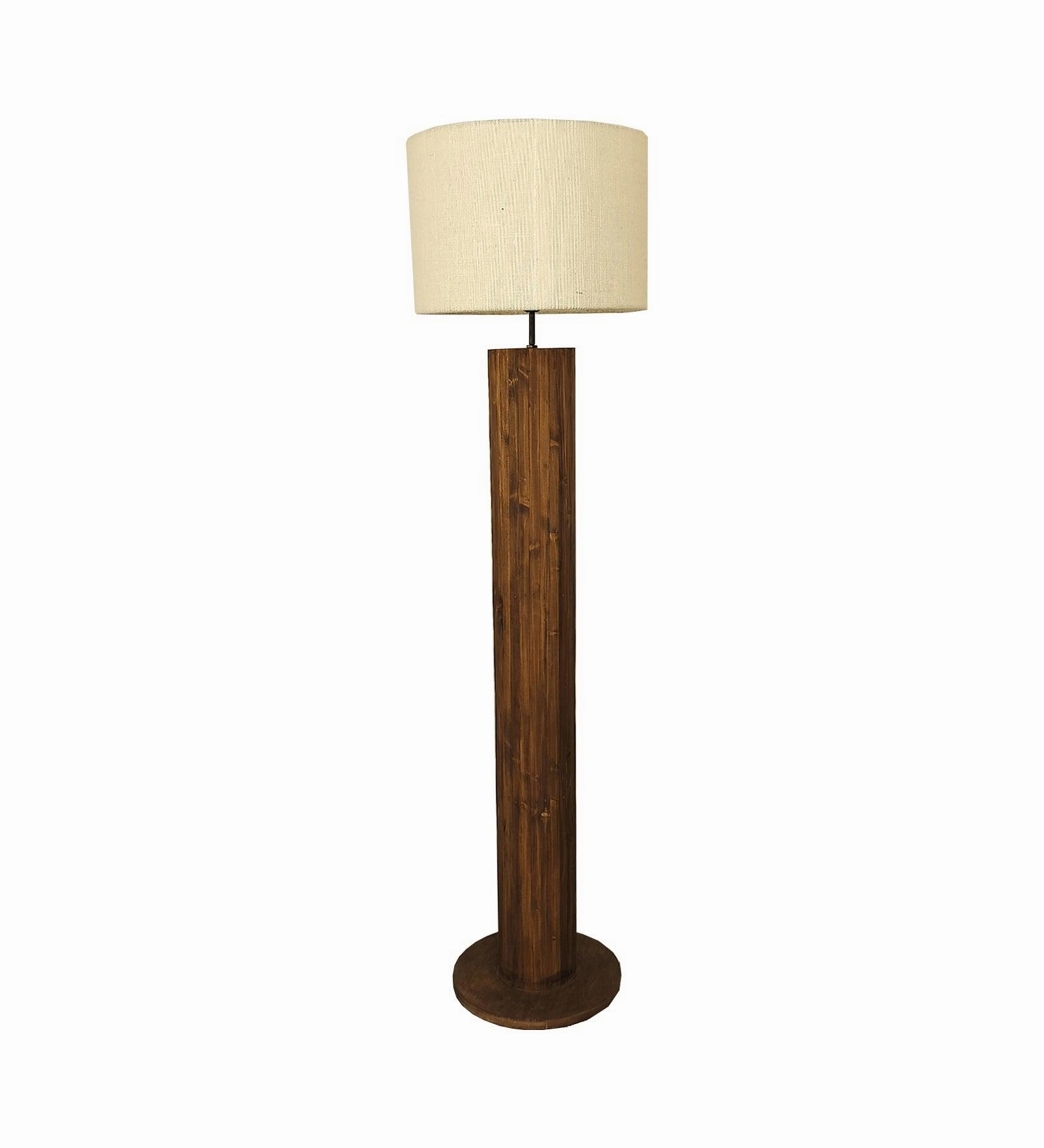 Cedar Wooden Floor Lamp with Premium Beige Fabric Lampshade (BULB NOT INCLUDED)