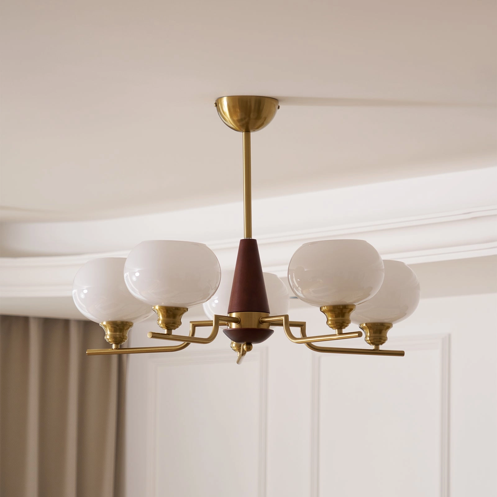 Celeste Sphere Walnut Chandelier