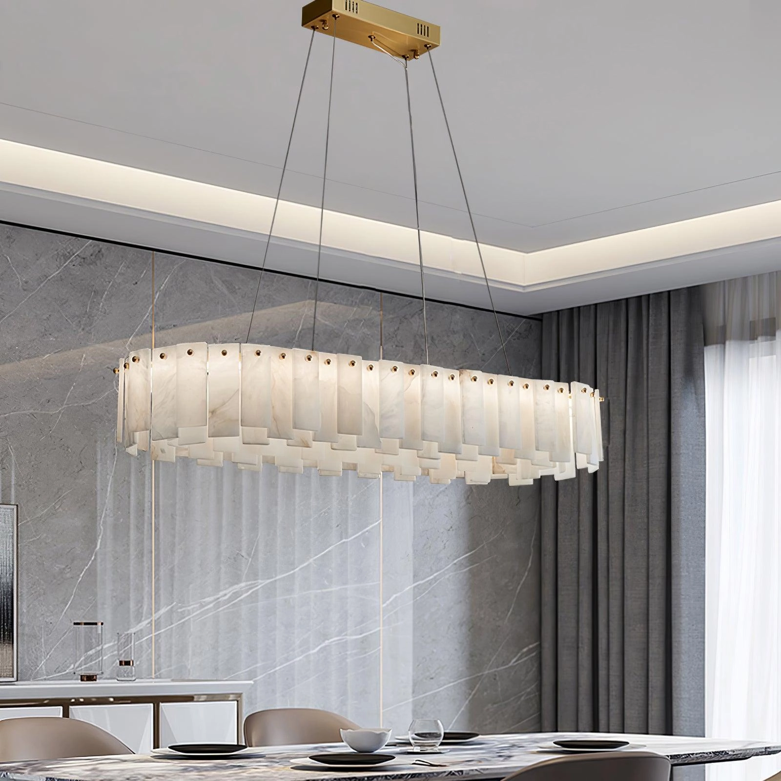 Celestial Alabaster Round Chandelier