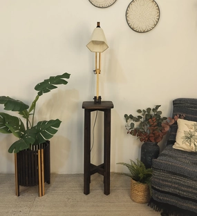 Centaur Wooden Floor Lamp with Beige Fabric Lampshade (BULB NOT INCLUDED) garden LED light