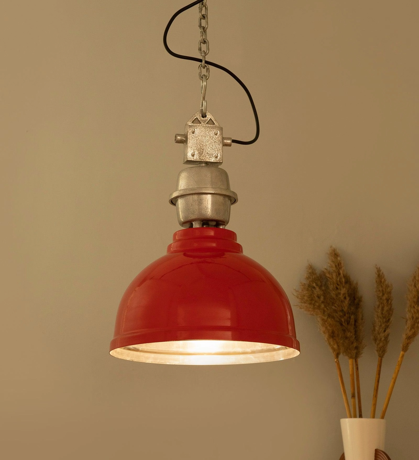 Ceramic Red Industrial Pendant Light contemporary ceiling fixture