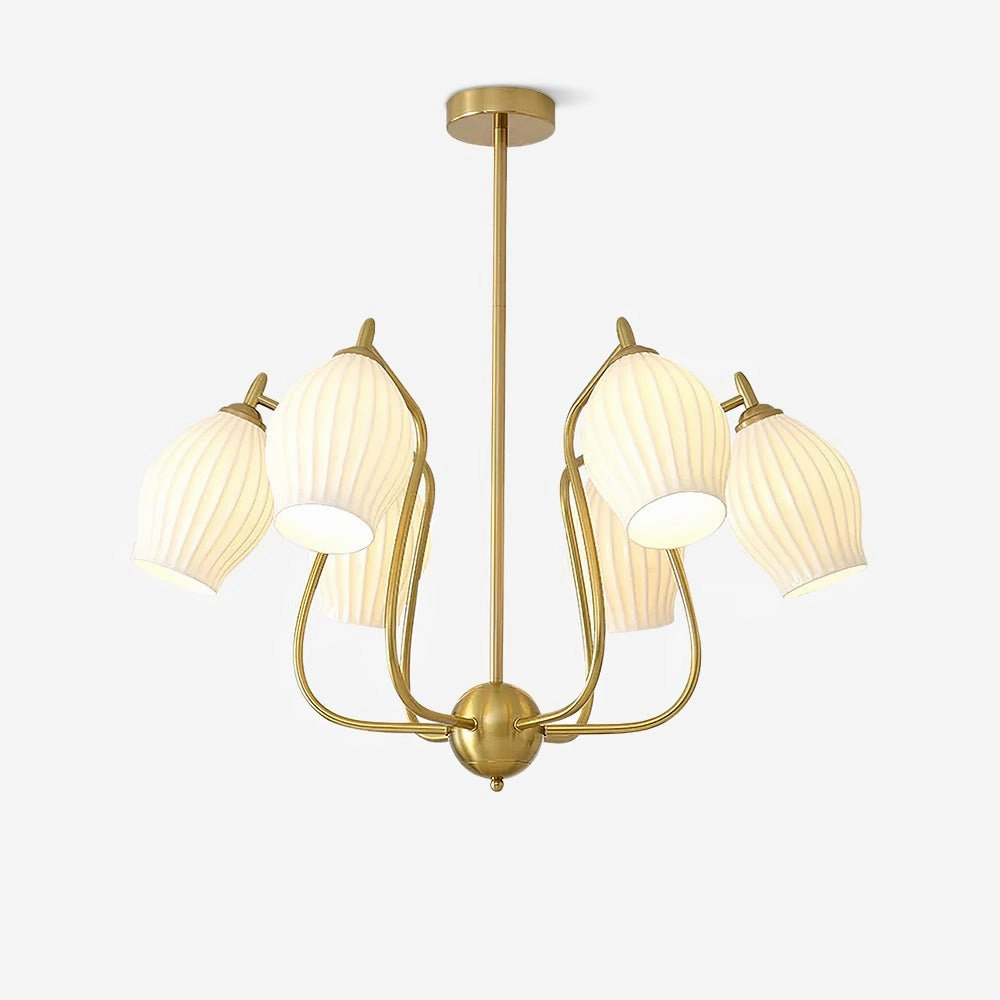 Ceramic Ribbed Chandelier modern modeling table light
