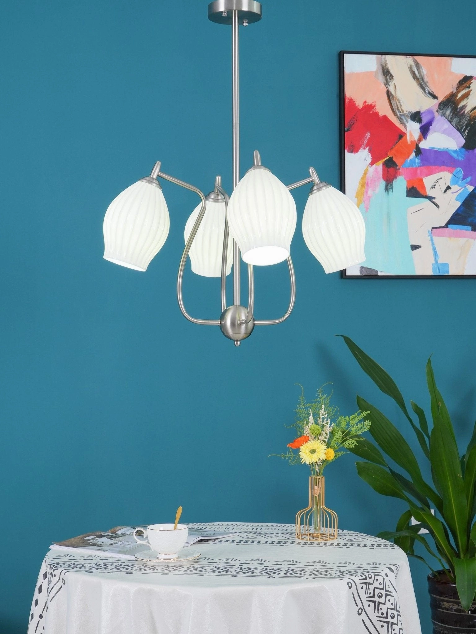 Ceramic Ribbed Chandelier