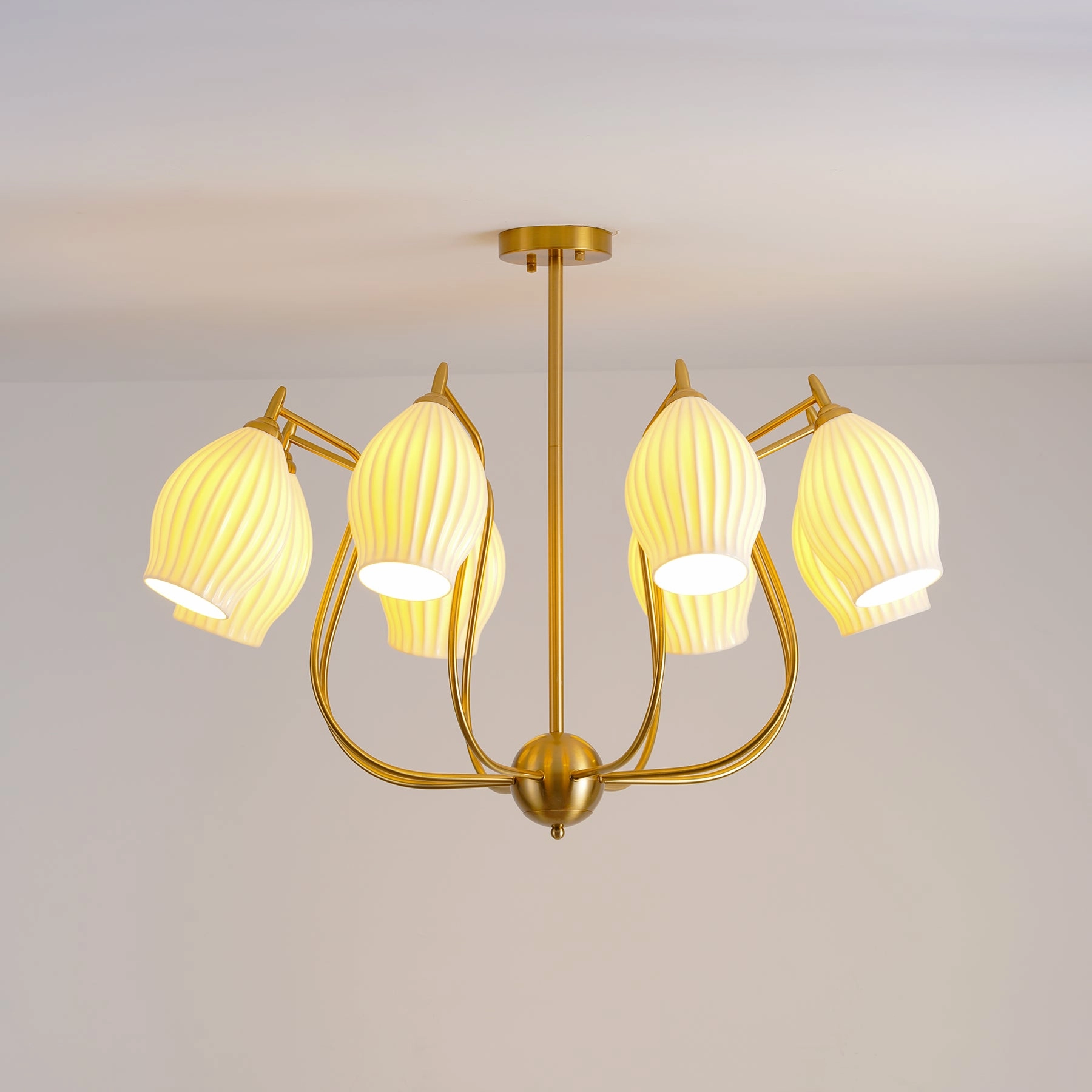 Ceramic Ribbed Chandelier