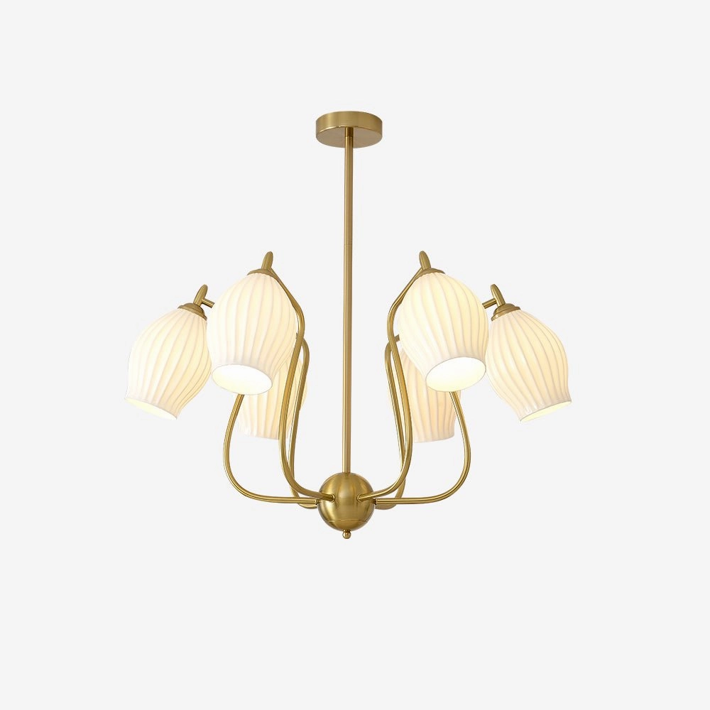 Ceramic Ribbed Chandelier