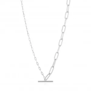 Chain Reaction Rhodium Mixed Link T-Bar Necklace N021-02H Ania Haie Jewellery