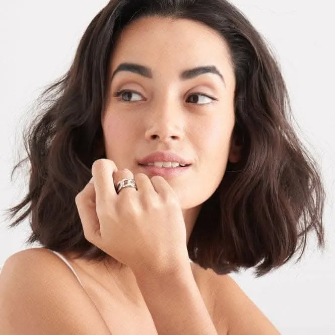 Chain Reaction Rhodium Wide Curb Chain Adjustable Ring R021-02H Ania Haie Jewellery