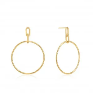 Chain Reaction Shiny Gold Cable Link Hoop Earrings E021-07G Ania Haie Jewellery