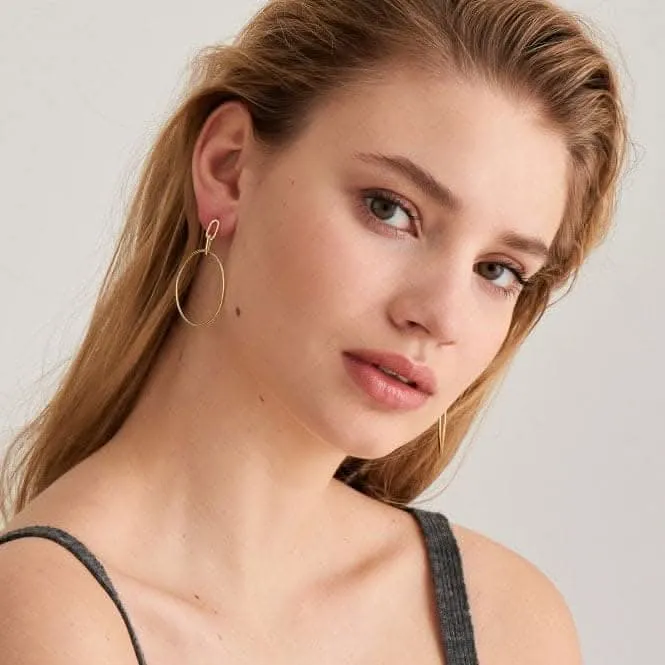 Chain Reaction Shiny Gold Cable Link Hoop Earrings E021-07G Ania Haie Jewellery