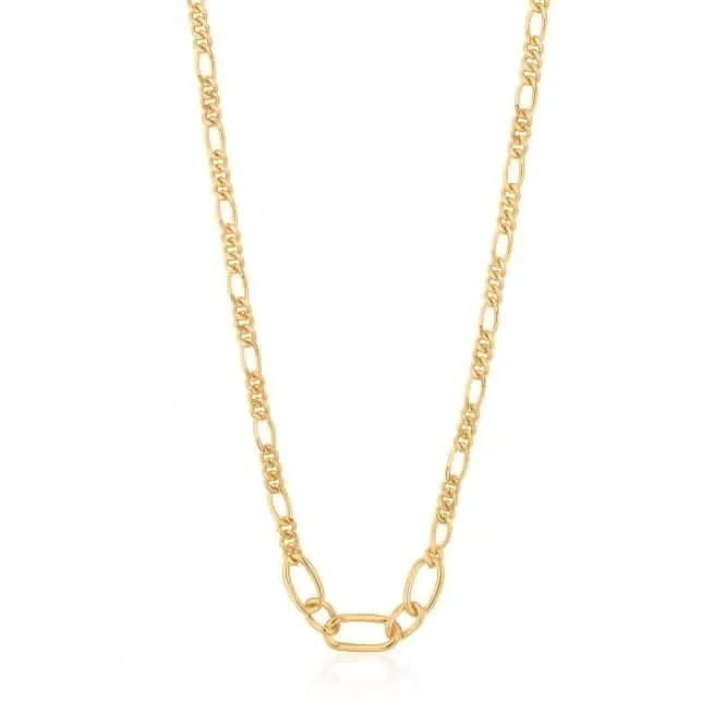 Chain Reaction Shiny Gold Figaro Chain Necklace N021-03G Ania Haie Jewellery