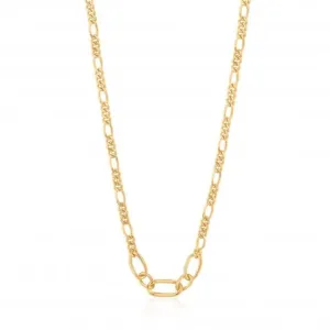 Chain Reaction Shiny Gold Figaro Chain Necklace N021-03G Ania Haie Jewellery