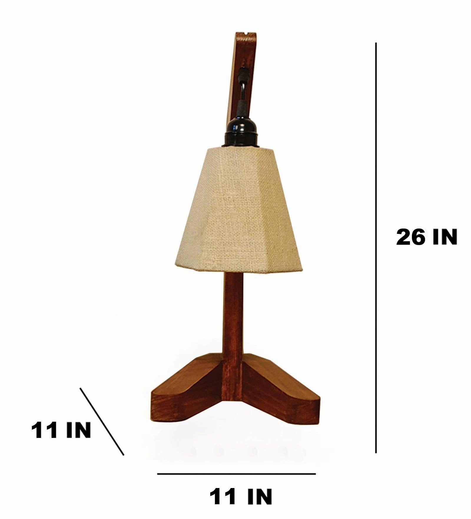 Charles Brown Wooden Table Lamp with White Jute Lampshade (BULB NOT INCLUDED)