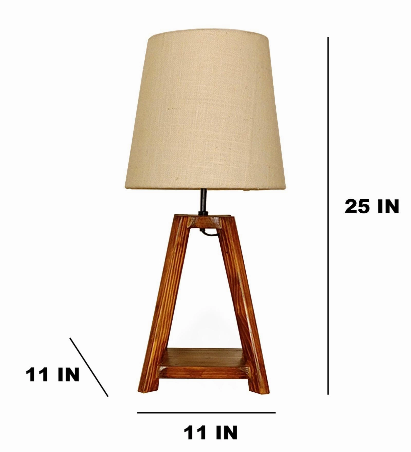 Charlotte Brown Wooden Table Lamp with White Jute Lampshade (BULB NOT INCLUDED)