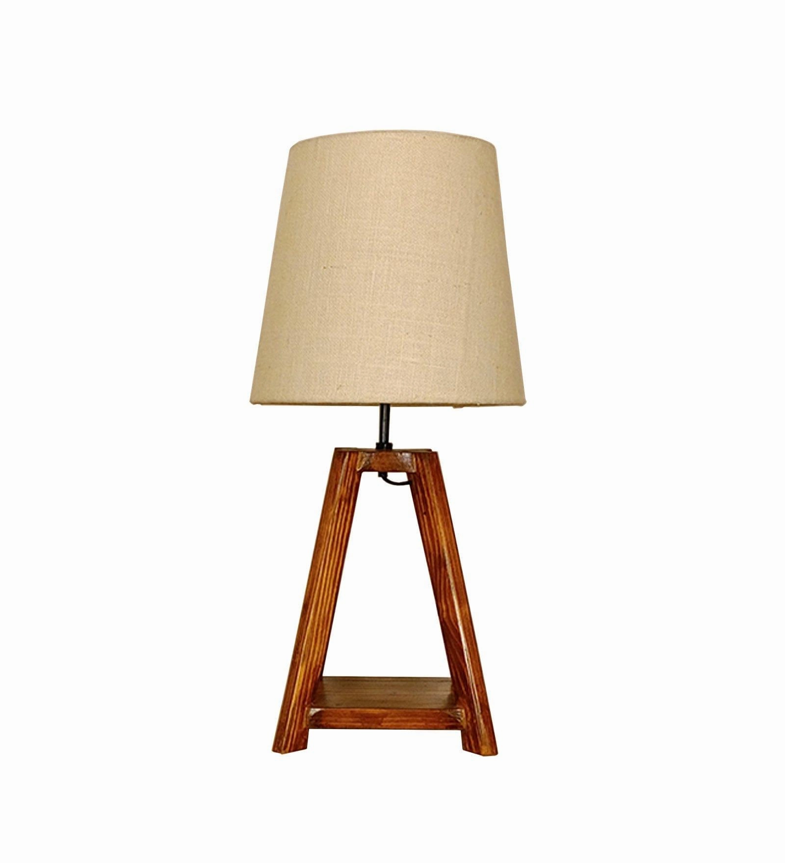 Charlotte Brown Wooden Table Lamp with White Jute Lampshade (BULB NOT INCLUDED)