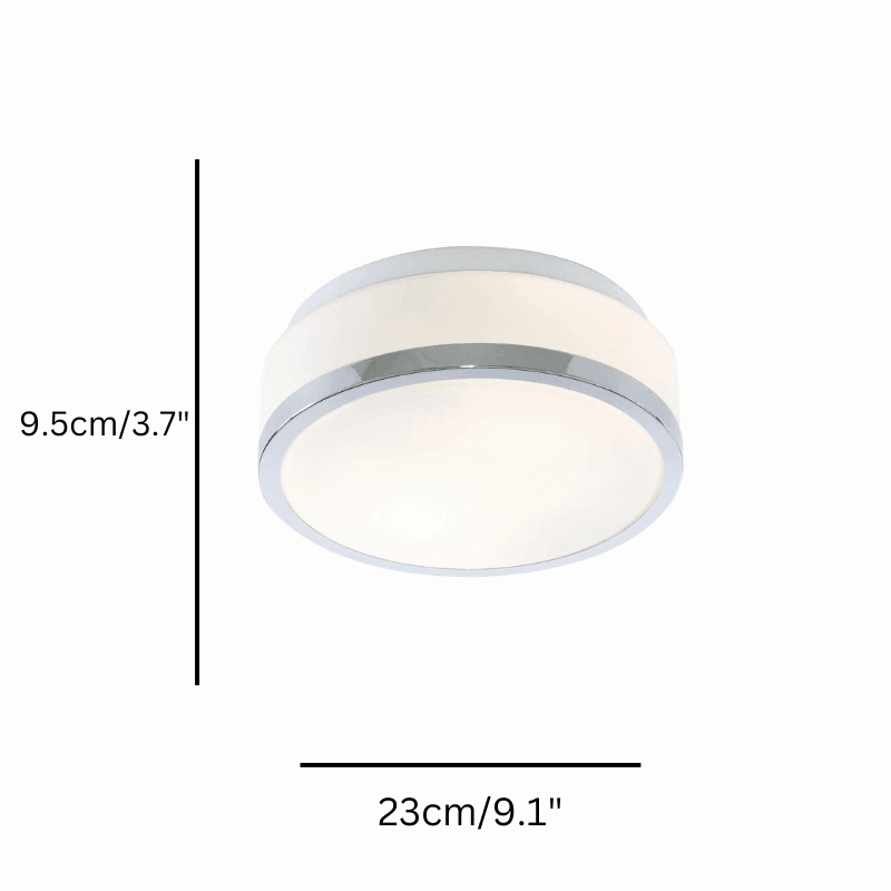 Cheese Bathroom 2 Light Chrome Ceiling Flush White Glass Shade