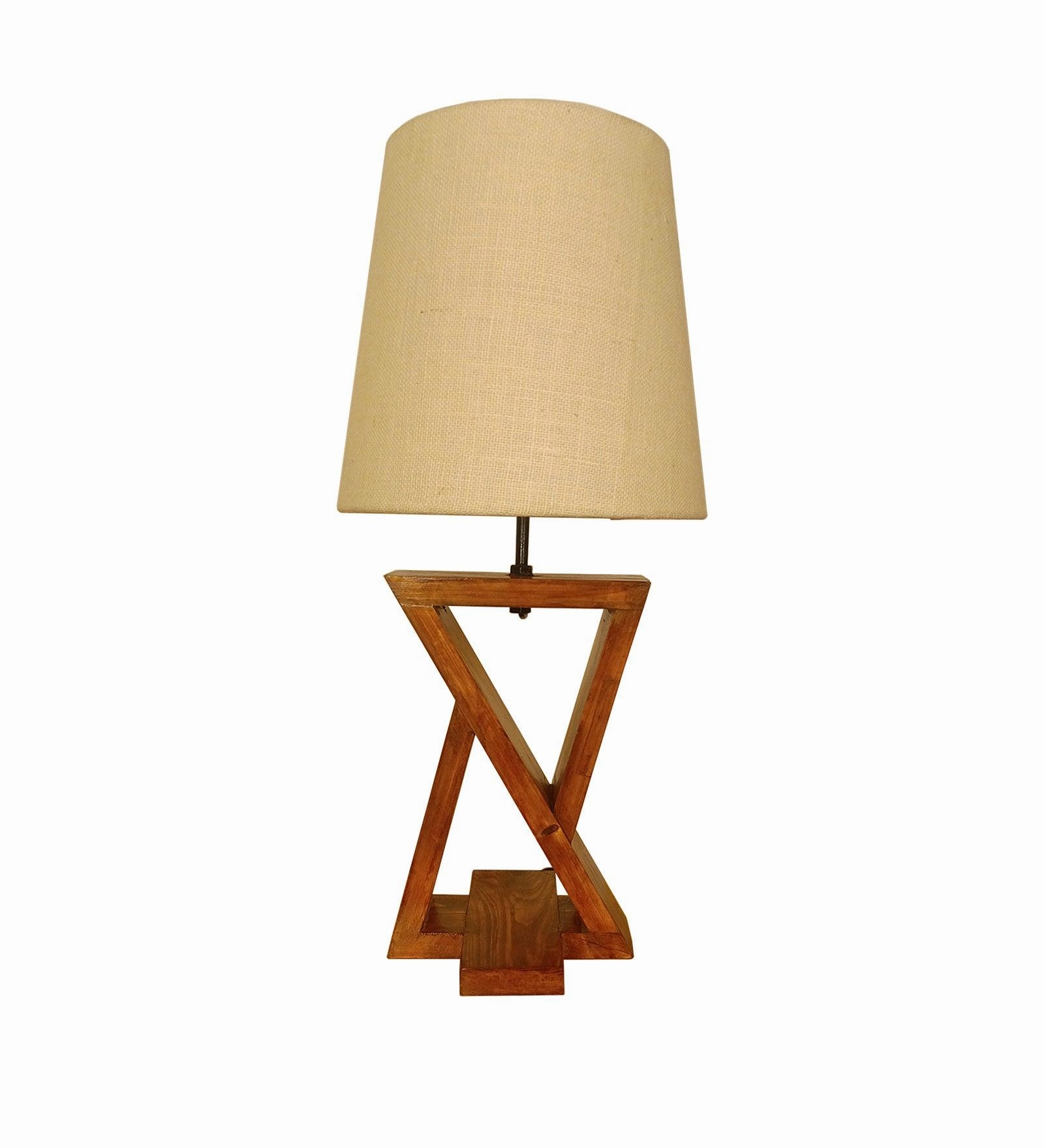 Chloe Brown Wooden Table Lamp with White Jute Lampshade (BULB NOT INCLUDED)