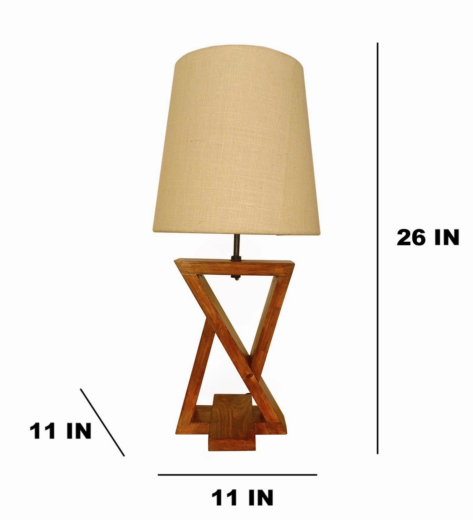 Chloe Brown Wooden Table Lamp with White Jute Lampshade (BULB NOT INCLUDED)