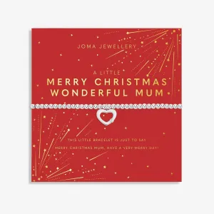 Christmas A Little Merry Christmas Wonderful Mum Silver Plated Bracelet 7556 Joma Jewellery