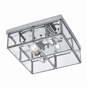 Chrome & Bevelled Glass Square Flush Ceiling Light simple ceiling design light