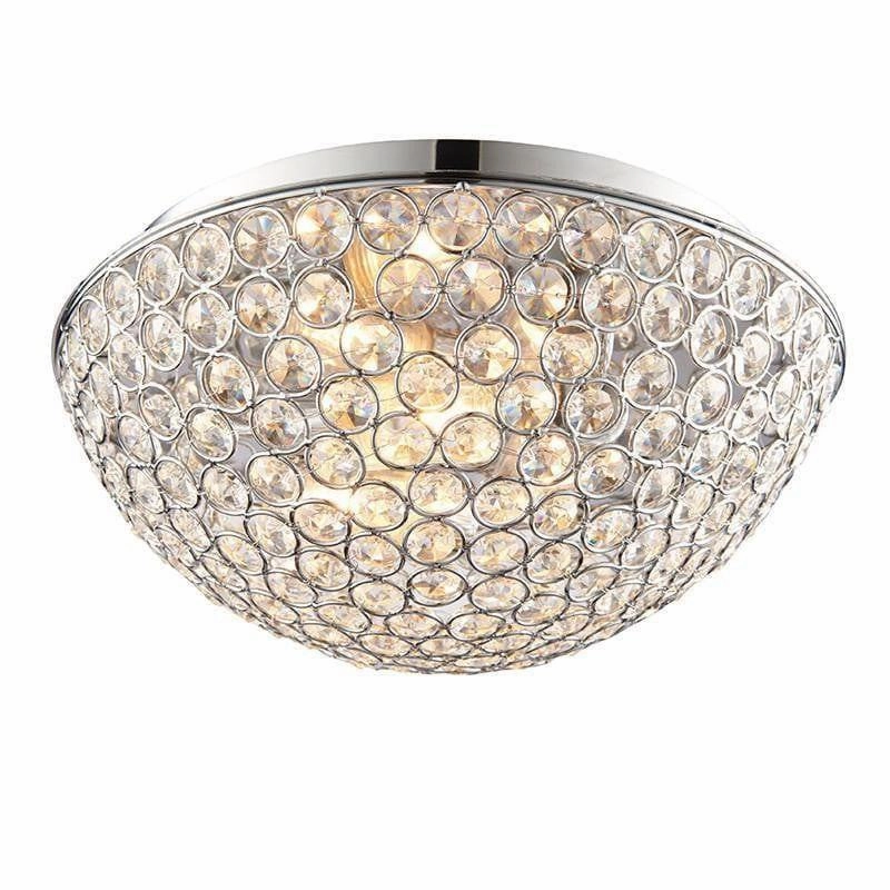 Chryla Clear Crystal & Chrome Flush Bathroom Ceiling Light