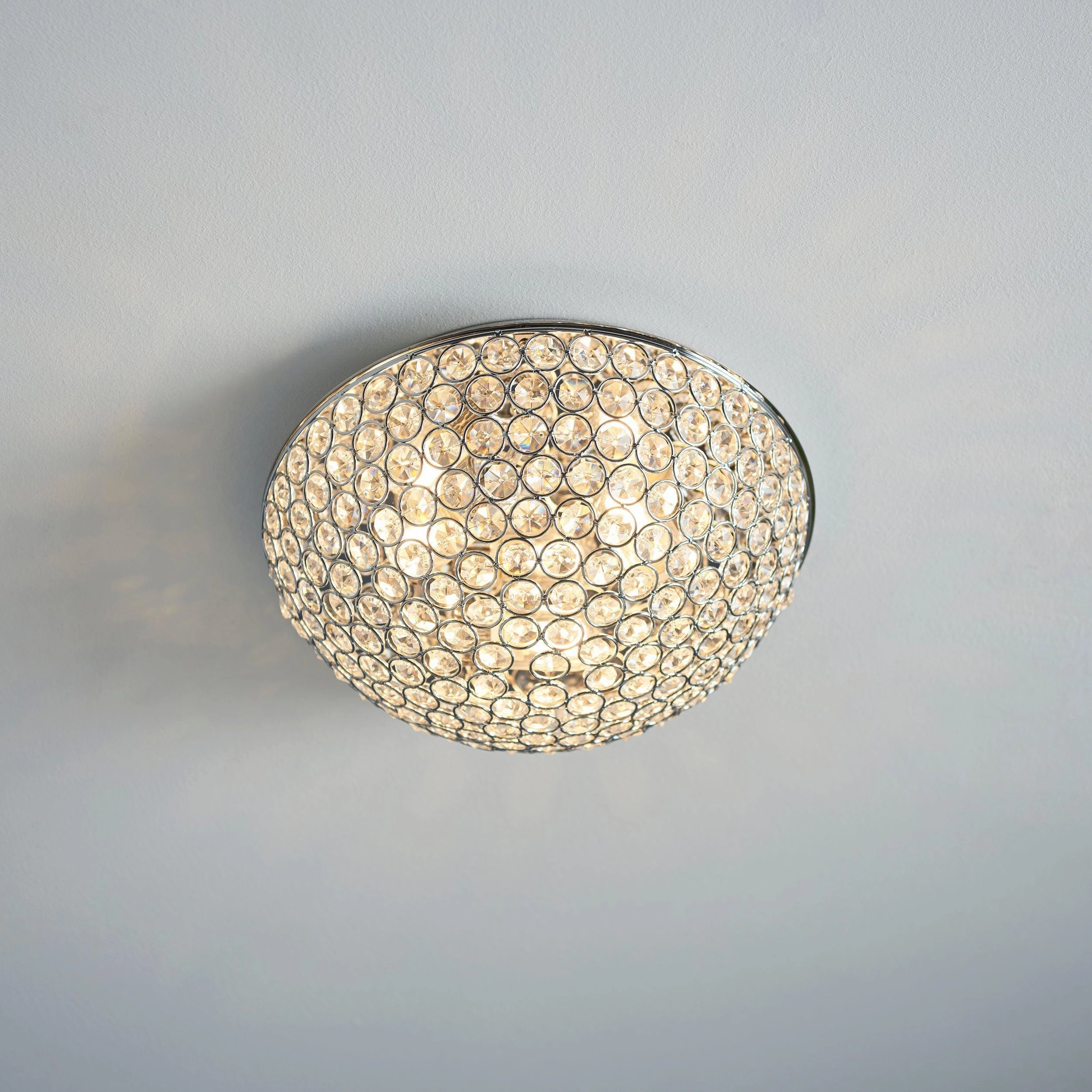 Chryla Clear Crystal & Chrome Flush Bathroom Ceiling Light
