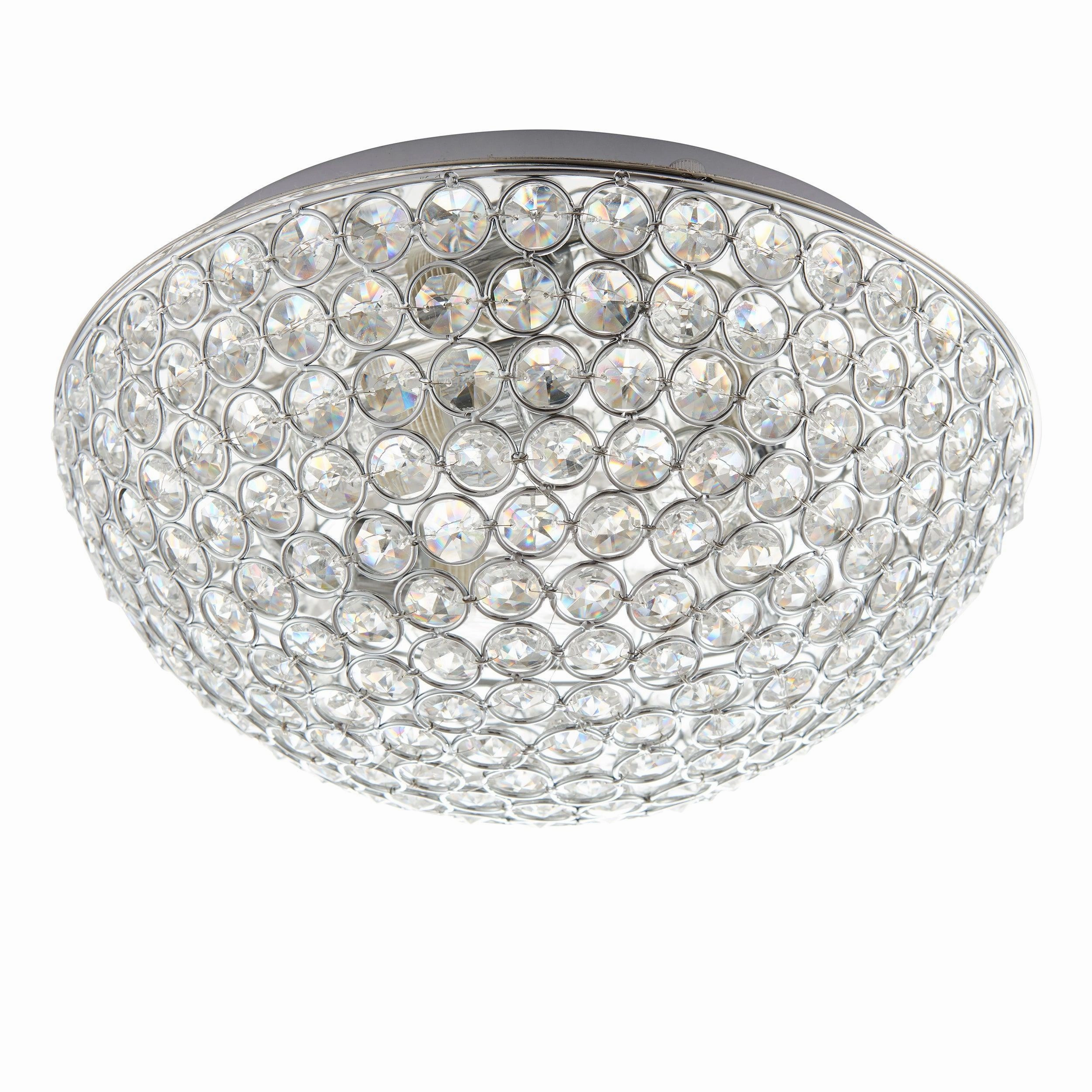 Chryla Clear Crystal & Chrome Flush Bathroom Ceiling Light